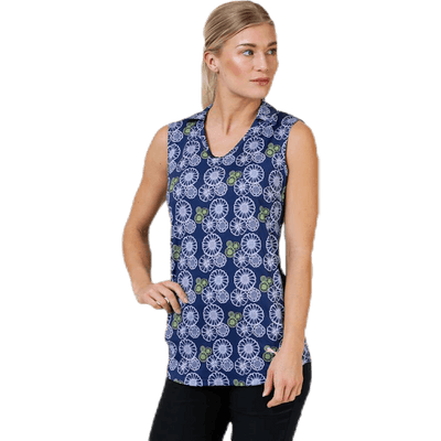 Blossom Sleeveless Polo Blue/Patterned