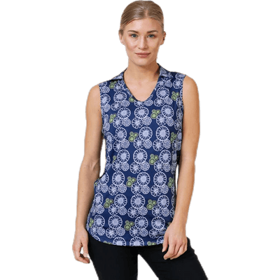 Blossom Sleeveless Polo Blue/Patterned