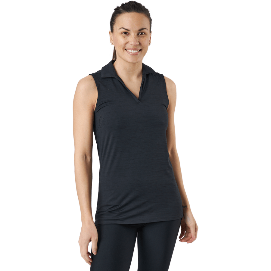 W Cloudspun Coast Sl Polo Puma Black Heather